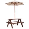 Outdoor 4-Seat Kid's Picnic Table Bench with Umbrella - as show