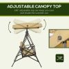 3-Seat Patio Swing Chair, Porch Swing Glider with Cushion, 3 Throw Pillows & Adjustable Canopy for Porch, Garden, Poolside, Backyard, Khaki - as Pic