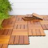 Outdoor Patio 4-Slat Acacia Interlocking Deck Tile (Set of 10 Tiles) - as Pic