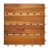 Outdoor Patio 4-Slat Acacia Interlocking Deck Tile (Set of 10 Tiles) - as Pic