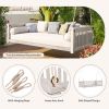 TOPMAX Patio Minimalist Twin Size Garden Swing Bed Wood Porch Swing with Ropes for Backyard, Safe Sloped Design, White - as Pic