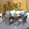 Direct Wicker 5-Piece Aluminum Wicker Round Outdoor Dining Set with Cushions - Brown