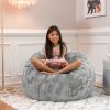 Jaxx Saxx 3 Foot Bean Bag Chair - Faux Fur - Fun Colors, Silver - Silver - Luxe Fur