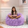 Jaxx Saxx 3 Foot Bean Bag Chair - Faux Fur - Fun Colors, Bellflower Purple - Bellflower Purple - Luxe Fur