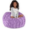 Jaxx Saxx 3 Foot Bean Bag Chair - Faux Fur - Fun Colors, Bellflower Purple - Bellflower Purple - Luxe Fur