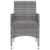 5 Piece Patio Dining Set with Cushions Poly Rattan and Glass - Grey