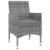 5 Piece Patio Dining Set with Cushions Poly Rattan and Glass - Grey