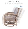 3 Pieces Outdoor Wicker Swive Rocking Chair Set, Patio Bistro Sets with 2 Rattan Rocker Chairs and Glass Coffee Table for Backyard - as Pic