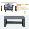 Patio Light Grey Sofa 4 Seat Couch Coffee Table Sofa Furniture Set With Rattan Wicker Outdoor - as Pic