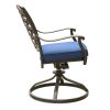 Outdoor Patio Aluminum Swivel Rocker Dining Chair with Cushion, Set of 2, Navy Blue - as Pic