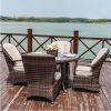 Direct Wicker 5-Piece Aluminum Wicker Round Outdoor Dining Set with Cushions - Brown