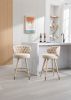 COOLMORE Counter Height Bar Stools Set of 2 for Kitchen Counter Solid Wood Legs with a fixed height of 360 degrees - as Pic