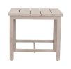 Durable Outdoor End Table - Solid Aluminum Construction, Whitewashed Birch Look - Natural Charm, Adjustable Levelers - as Pic