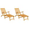 Patio Deck Chairs with Footrests 2 pcs Solid Wood Acacia - Brown
