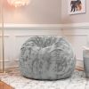 Jaxx Saxx 3 Foot Bean Bag Chair - Faux Fur - Fun Colors, Silver - Silver - Luxe Fur