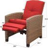 Indoor & Outdoor Recliner, All-Weather Wicker Reclining Patio Chair, Red Cushion (Red,1 Chair) - as Pic
