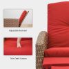 Indoor & Outdoor Recliner, All-Weather Wicker Reclining Patio Chair, Red Cushion (Red,1 Chair) - as Pic
