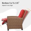Indoor & Outdoor Recliner, All-Weather Wicker Reclining Patio Chair, Red Cushion (Red,1 Chair) - as Pic