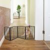 Pet Gate – Dog Gate for Doorways;  Stairs or House – Freestanding;  Folding ;  Dark brown; Arc Wooden - Dark brown