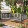 TOPMAX Patio Minimalist Twin Size Garden Swing Bed Wood Porch Swing with Ropes for Backyard, Safe Sloped Design, Gray - as Pic