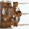 ON-TREND Modern Style Hall Tree with Storage Cabinet and 2 Large Drawers, Widen Mudroom Bench with 5 Coat Hooks, Rustic Brown - as Pic