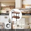 2-Tier Side Table Bar Cart, Metal Frame Mobile Trolley Sofa Side Table with Wheels, Movable MDF Coffee Table for Office, Classroom, Home - as picture