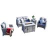 Direct Wicker Fire Pit Table With Chair Rattan Wicker Sofa Set out Door Furniture Garden Set - Grey(tall firepit table)