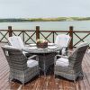 Direct Wicker 5-Piece Aluminum Wicker Round Outdoor Dining Set with Cushions - Gray