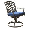 Outdoor Patio Aluminum Swivel Rocker Dining Chair with Cushion, Set of 2, Navy Blue - as Pic