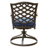 Outdoor Patio Aluminum Swivel Rocker Dining Chair with Cushion, Set of 2, Navy Blue - as Pic