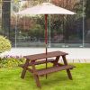 Outdoor 4-Seat Kid's Picnic Table Bench with Umbrella - as show