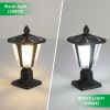 Solar Post Light, Outdoor Patio Fence Post Lamp with Warm and Cool Lights, Decor for Yard Garden Deck, 7.84 x 7.84 x 15 in. - As Pic