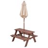 Outdoor 4-Seat Kid's Picnic Table Bench with Umbrella - as show
