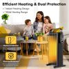 1500W Electric Space Heater Oil Filled Radiator Heater with Foldable Rack - black