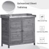 TOPMAX Outdoor 39" Potting Bench Table, Rustic Garden Wood Workstation Storage Cabinet Garden Shed with 2-Tier Shelves and Side Hook, Grey - as Pic