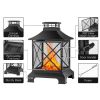 24" Pagoda-Style Steel Wood-Burning Fire Pit with Log Grate and Poker - Black High-Temperature Paint Finish - as Pic