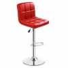 Set of 2 PU Leather Swivel Bar Stools Pub Chairs-Red - red