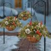 Artificial Christmas Hanging Basket Garland with White LED Light Red Berries  - one size