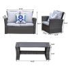 Patio Light Grey Sofa 4 Seat Couch Coffee Table Sofa Furniture Set With Rattan Wicker Outdoor - as Pic